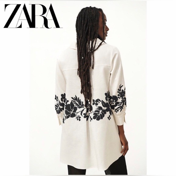 Zara new with tags linen blend floral print dress - Picture 3 of 6